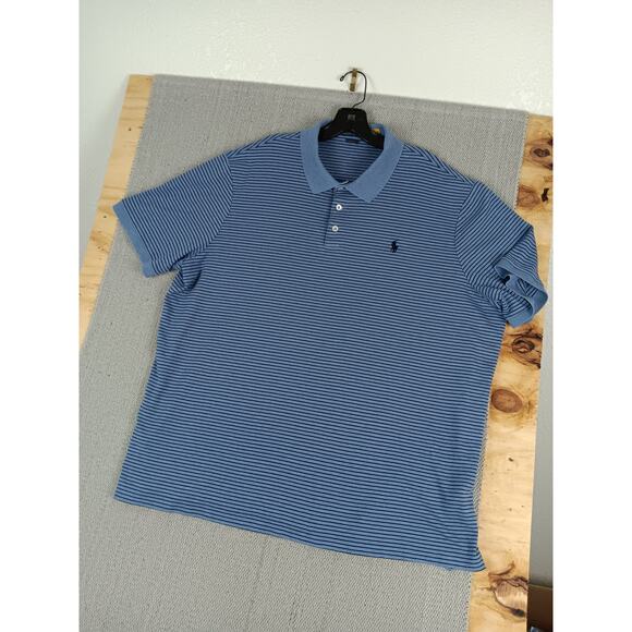 Polo Ralph Lauren Polo Shirt Mens XXL Blue Striped Classic Fit Summer Preppy - Picture 4 of 11